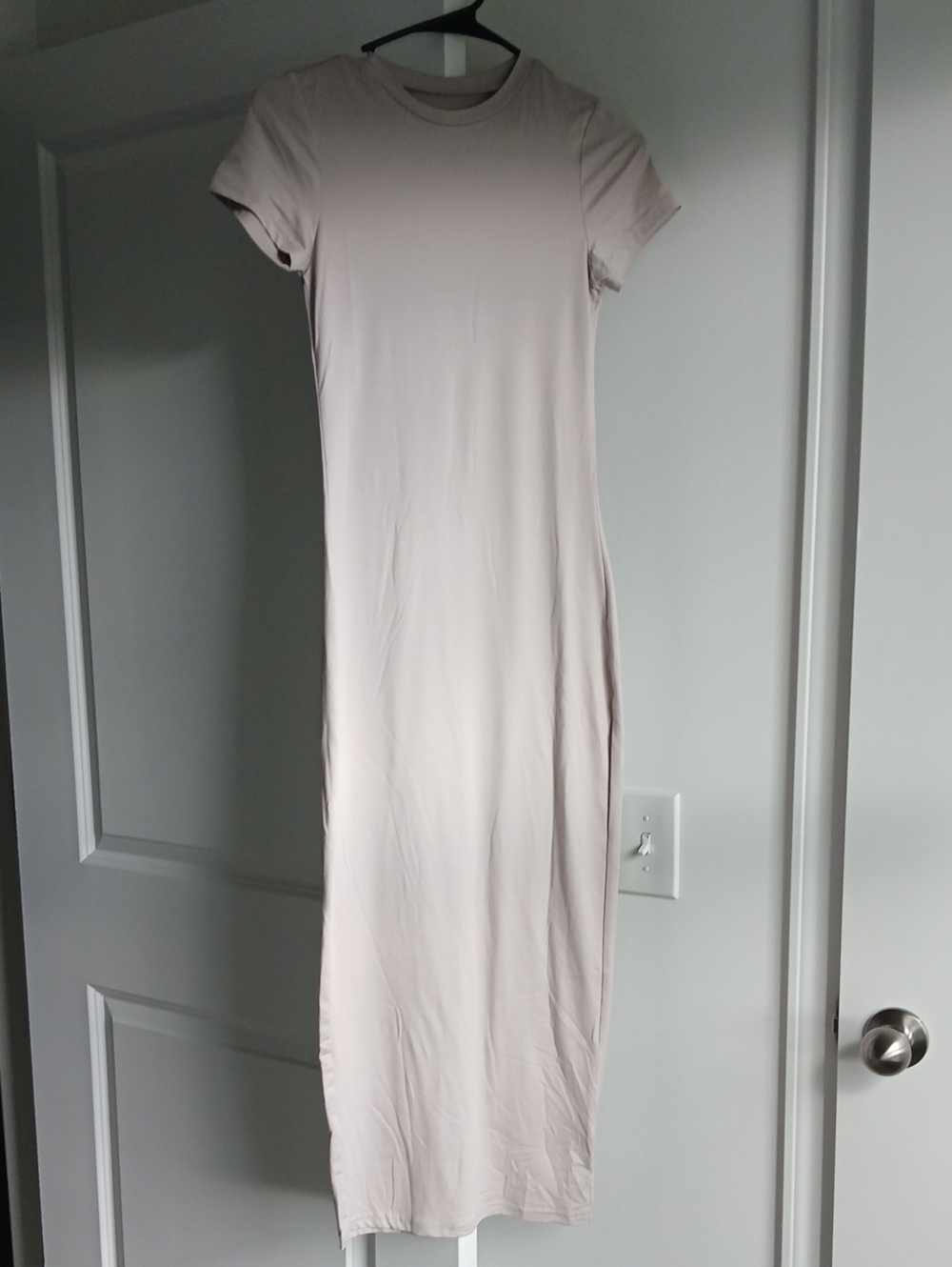 Women's Short-Sleeve Maxi Dress in Light Beige